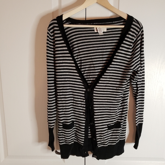 Black striped light weight cardigan - Picture 1 of 3